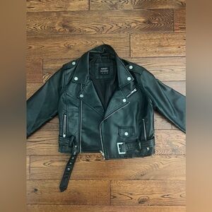 Cropped faux leather jacket
